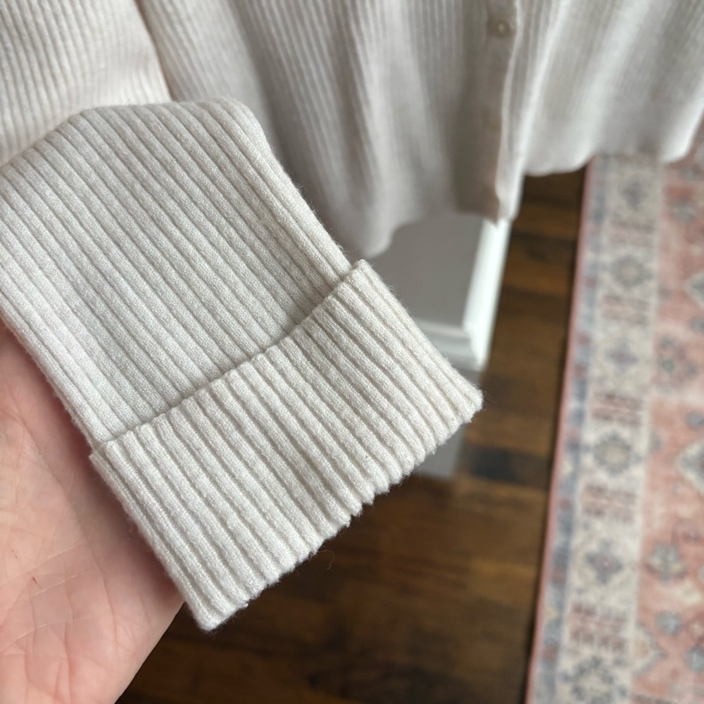 A New Day Button Down Women's Cream Sweater Size Large - Picture 6 of 9